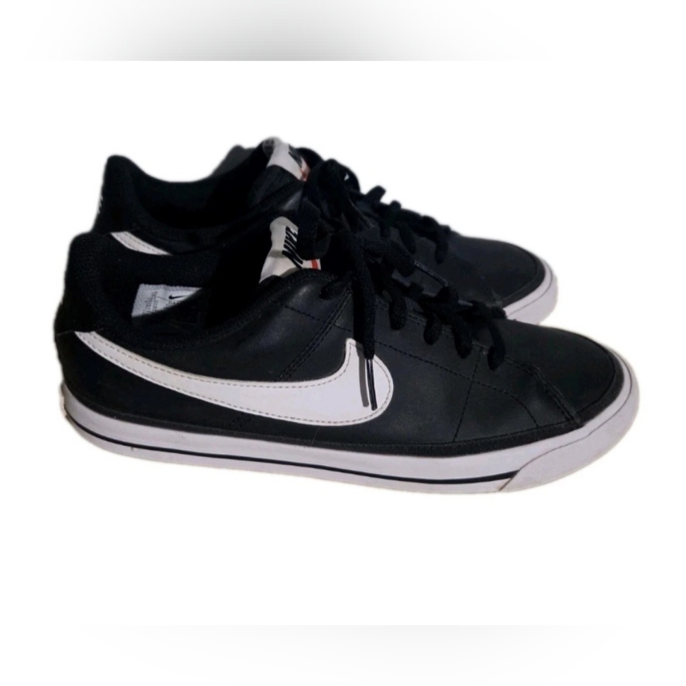 Nike Court Legacy GS Black Leather Kids Youth Sneakers Size 7Y